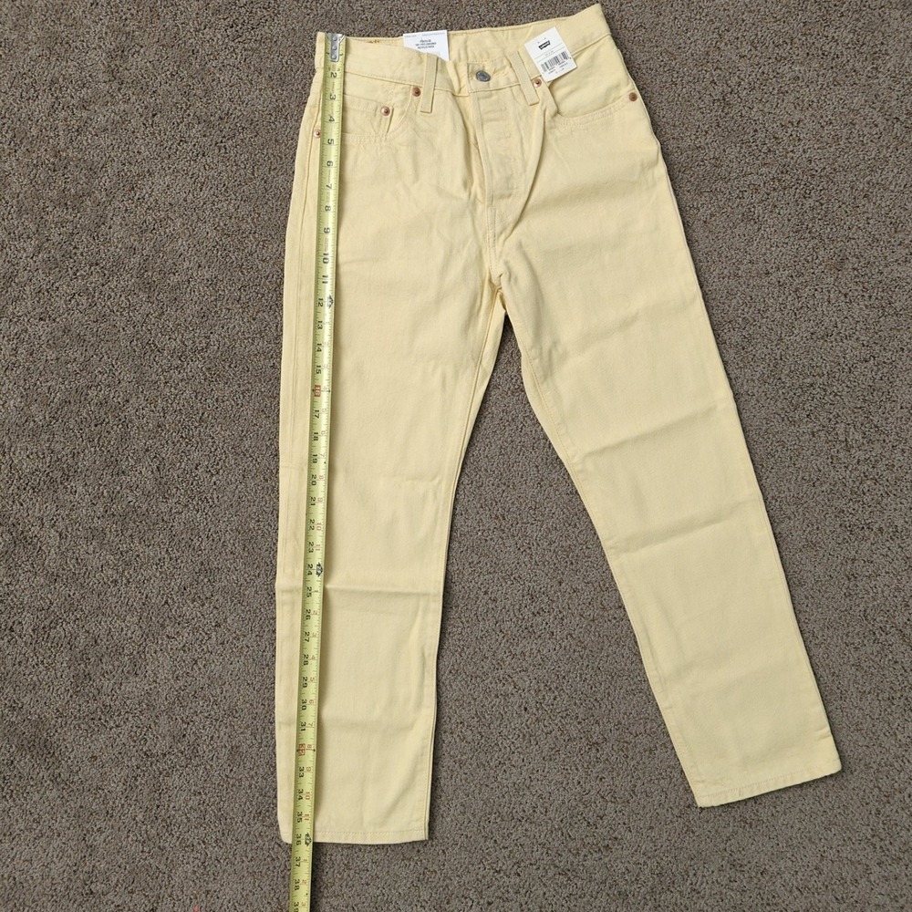 Levis Fresh 501 Cropped Jeans Womens 25x26‎ Yellow High Rise Straight Leg - Picture 9 of 13
